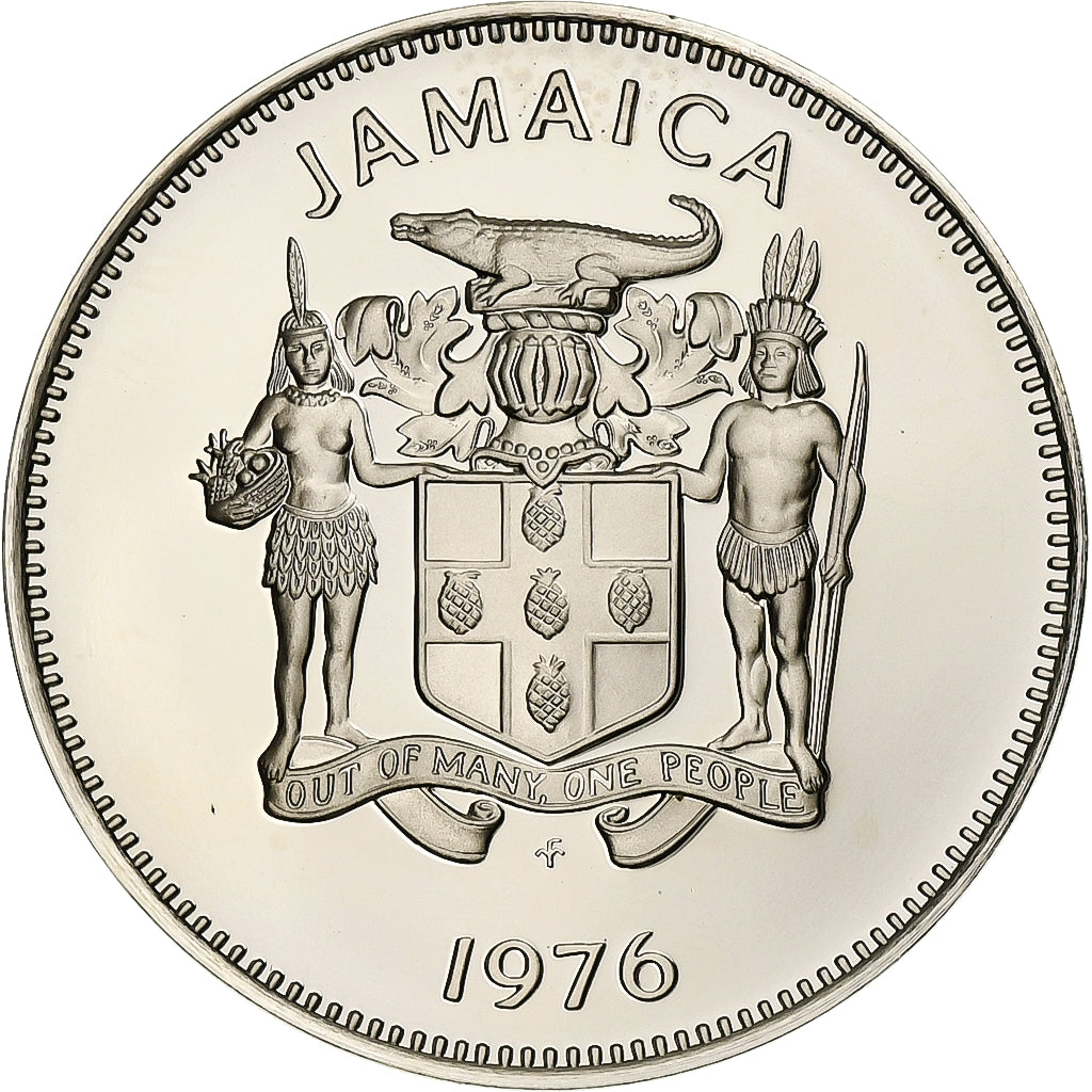 Jamaica, 25 Cents, 1976, Franklin Mint, Proof, Miedź-Nikiel, MS(65-70), KM:56