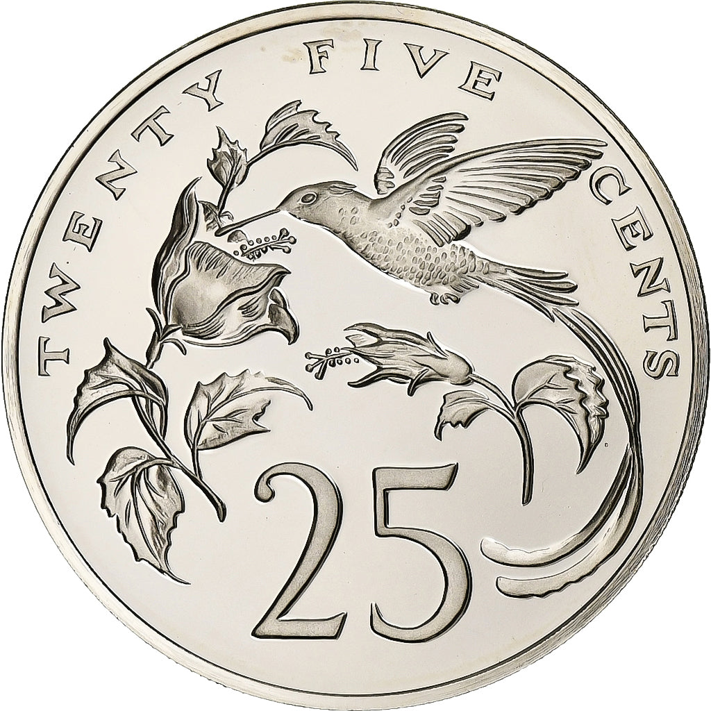 Jamaica, 25 Cents, 1976, Franklin Mint, Proof, Miedź-Nikiel, MS(65-70), KM:56