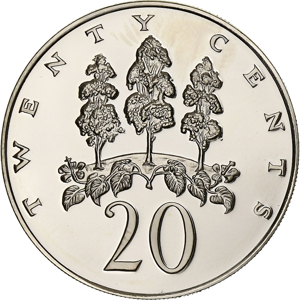 Giamaica, 20 Cents, 1976, Franklin Mint, FS, Rame-nichel, FDC, KM:55