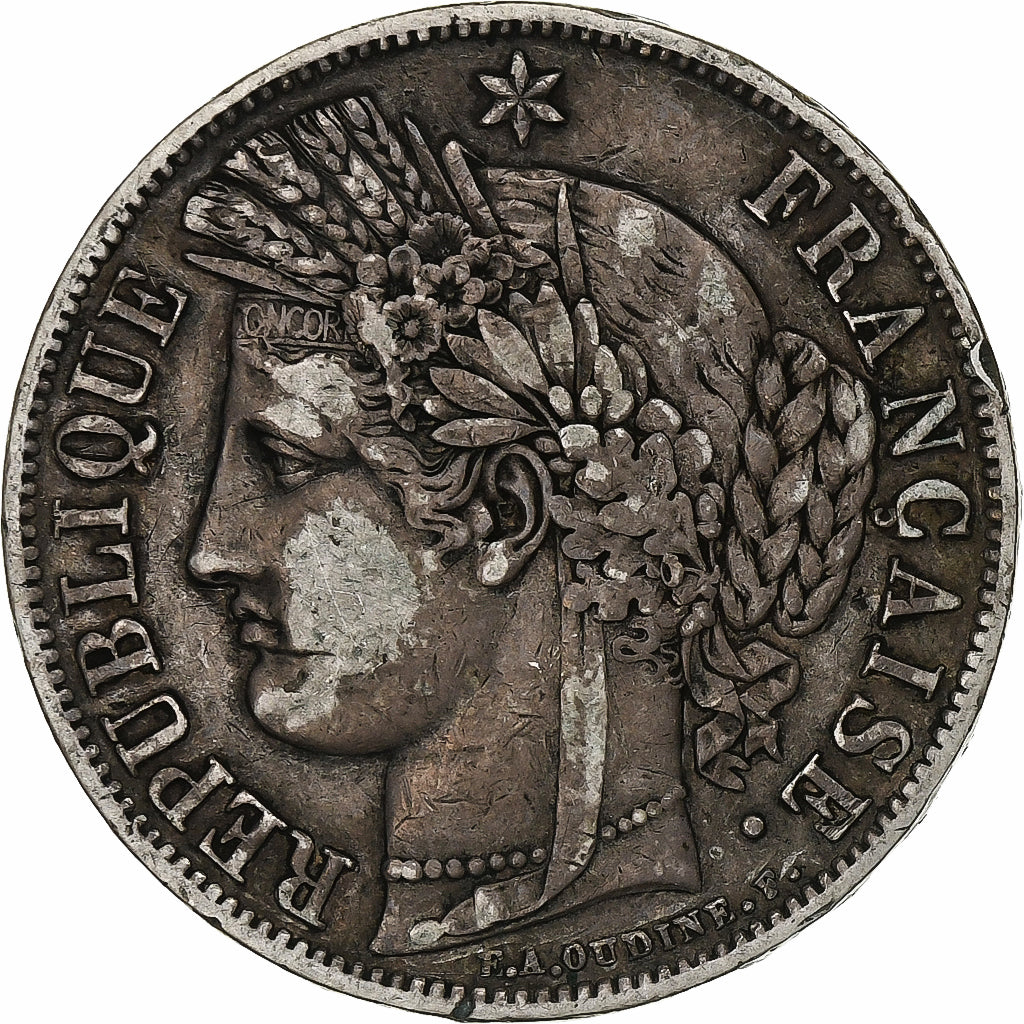 Francja, 5 Francs, Cérès, 1850, Strasbourg, Srebro, EF(40-45), Gadoury:719