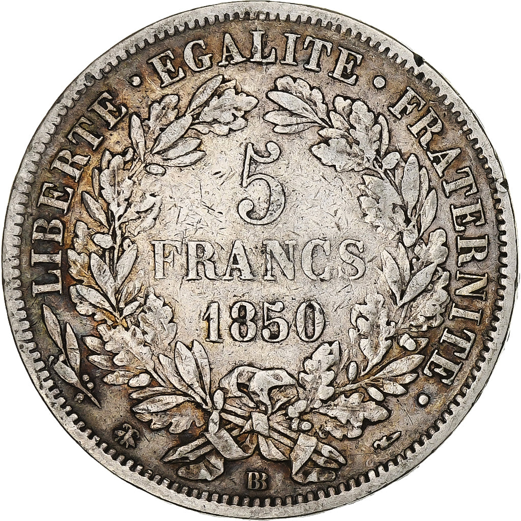 Francja, 5 Francs, Cérès, 1850, Strasbourg, Srebro, EF(40-45), Gadoury:719