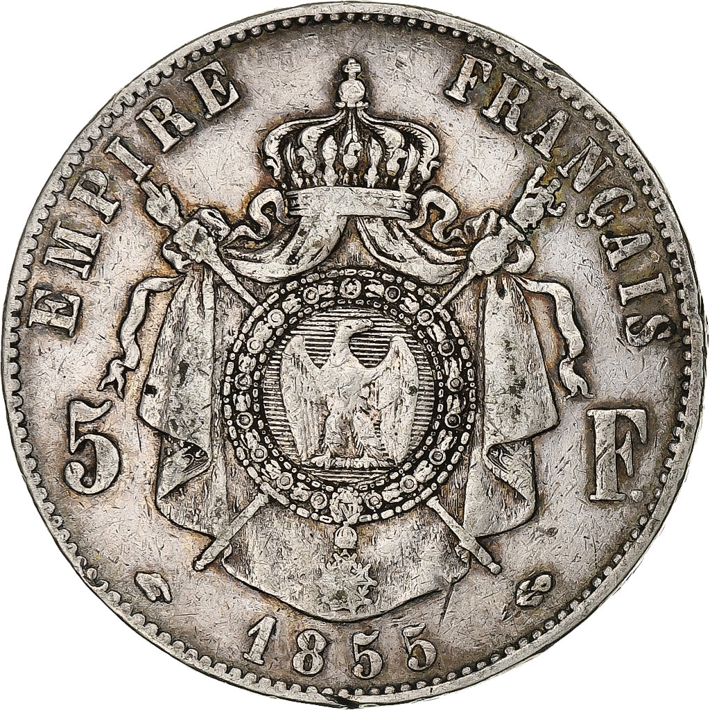 Frankrijk, Napoleon III, 5 Francs, 1855, Paris, Zilver, FR+, Gadoury:734