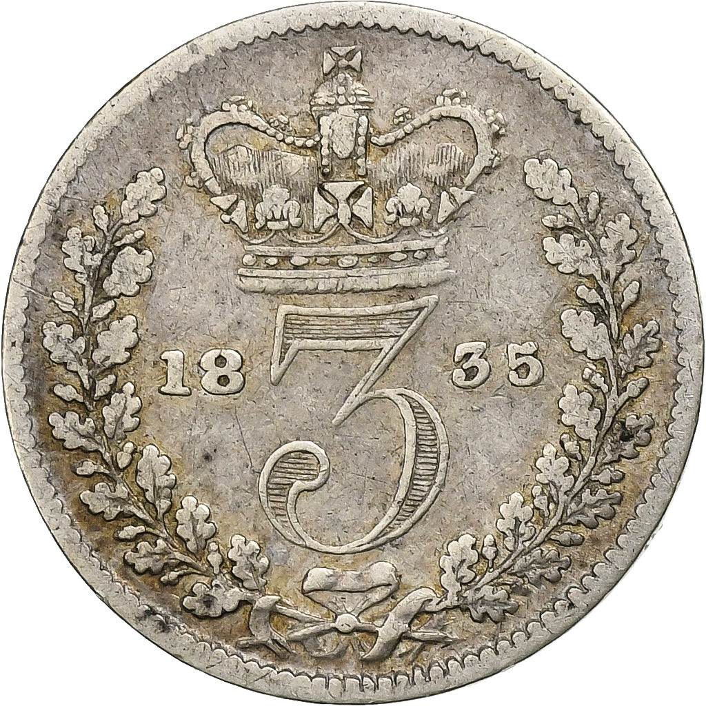 Regno Unito, William IV, 3 Pence, 1835, London, Argento, MB, Spink:3838, KM:710