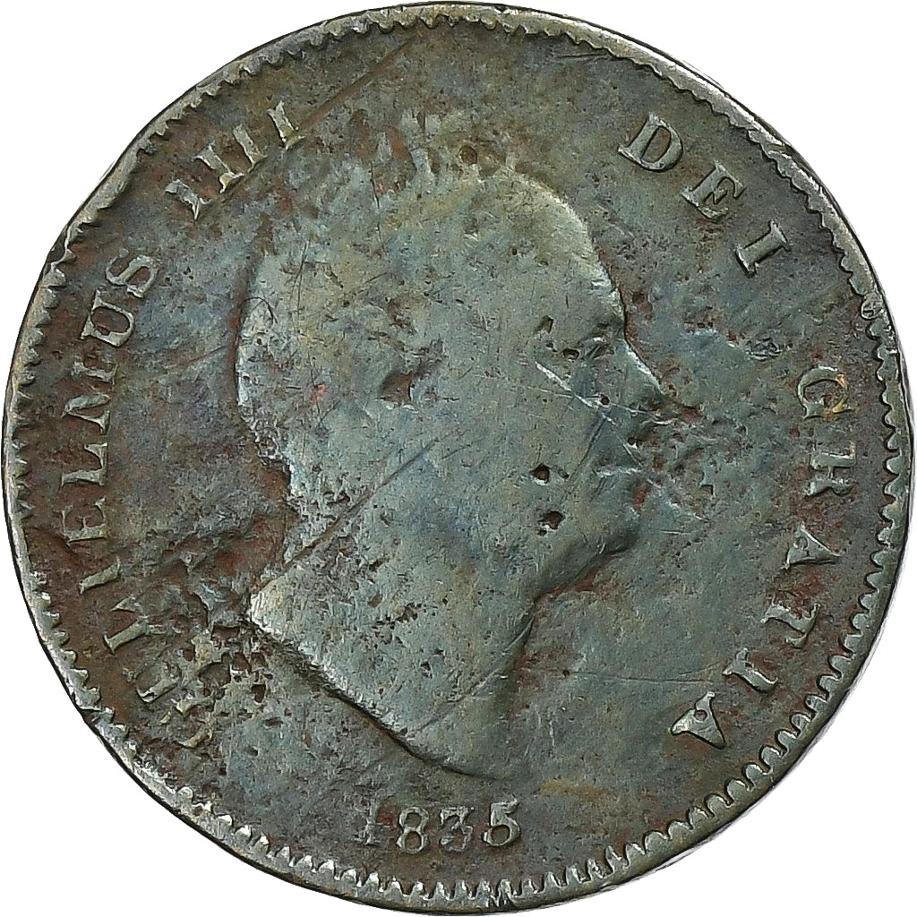 Regno Unito, William IV, 1/3 Farthing, 1835, London, Rame, B+, Spink:3850