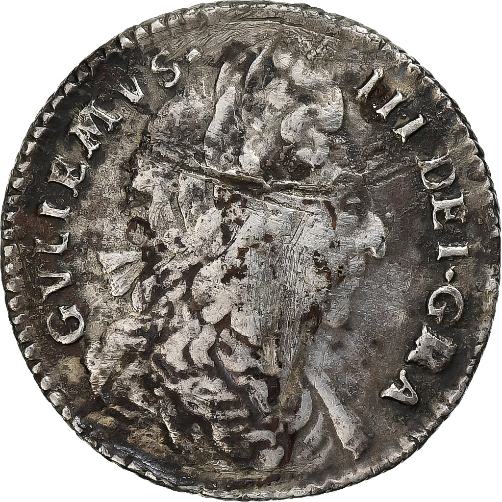 Kingdom of England, William III, 6 Pence, 1697, London, GVLIEMVS, Plata, BC+