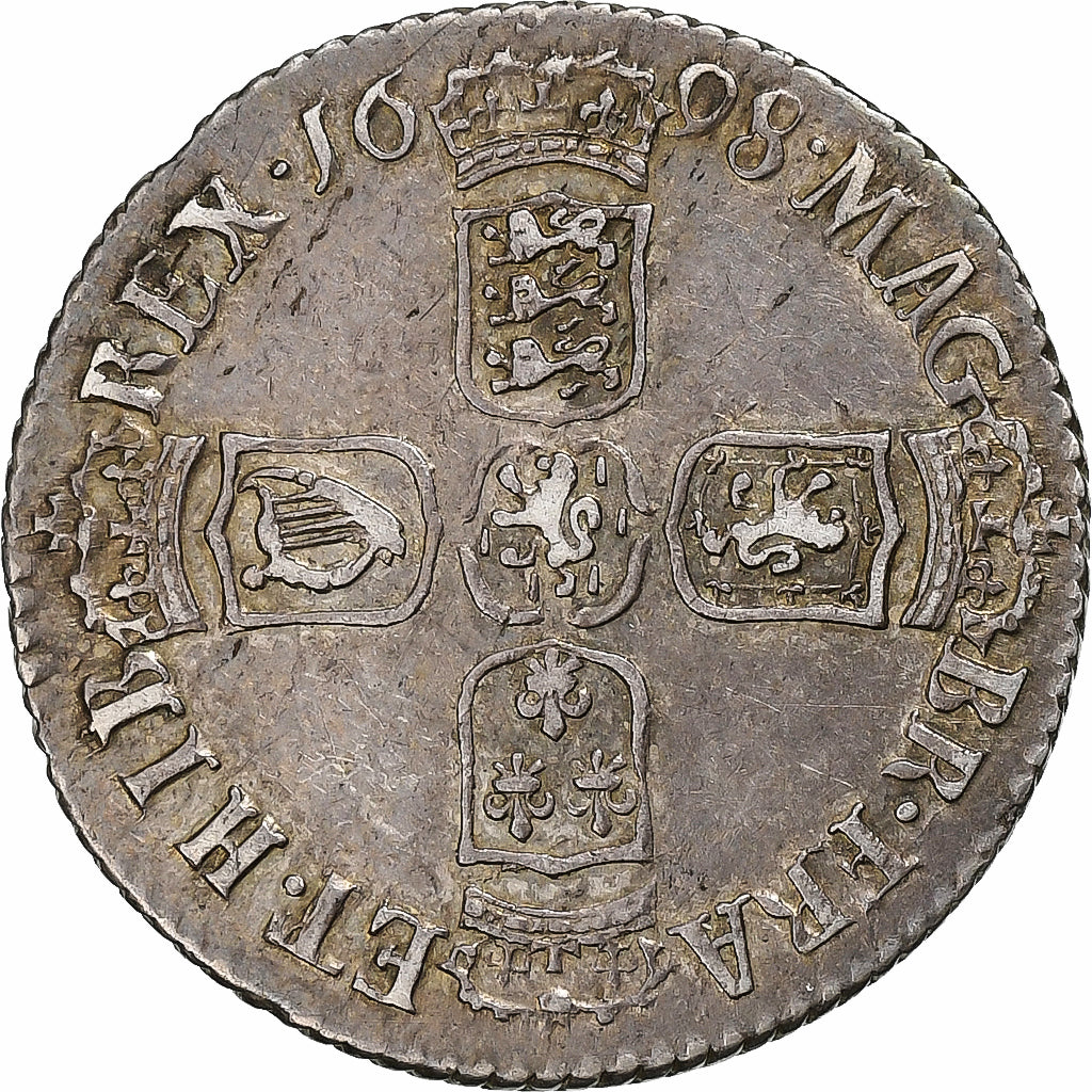 Kingdom of England, William III, 6 Pence, 1698, London, Zilver, PR, Spink:3538
