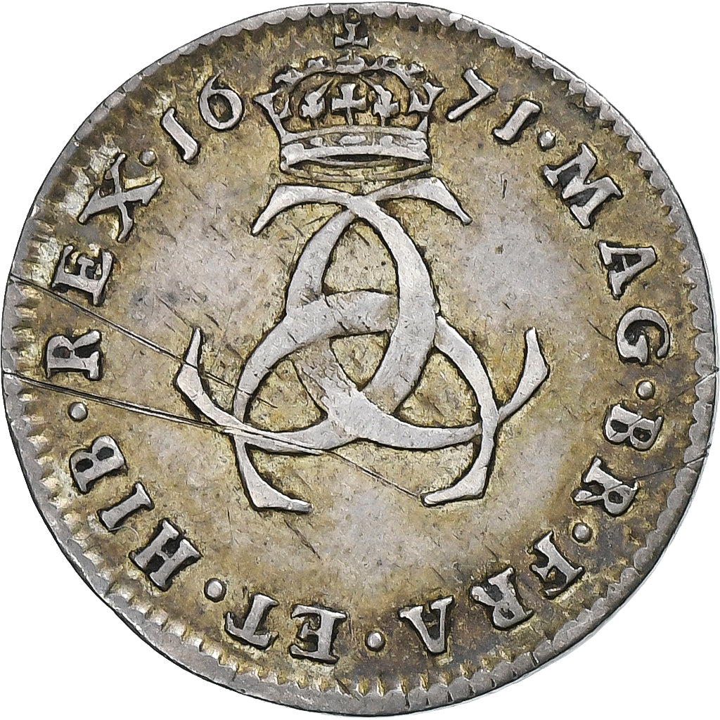 Kingdom of England, Charles II, 3 Pence, 1671, London, Silver, EF(40-45)