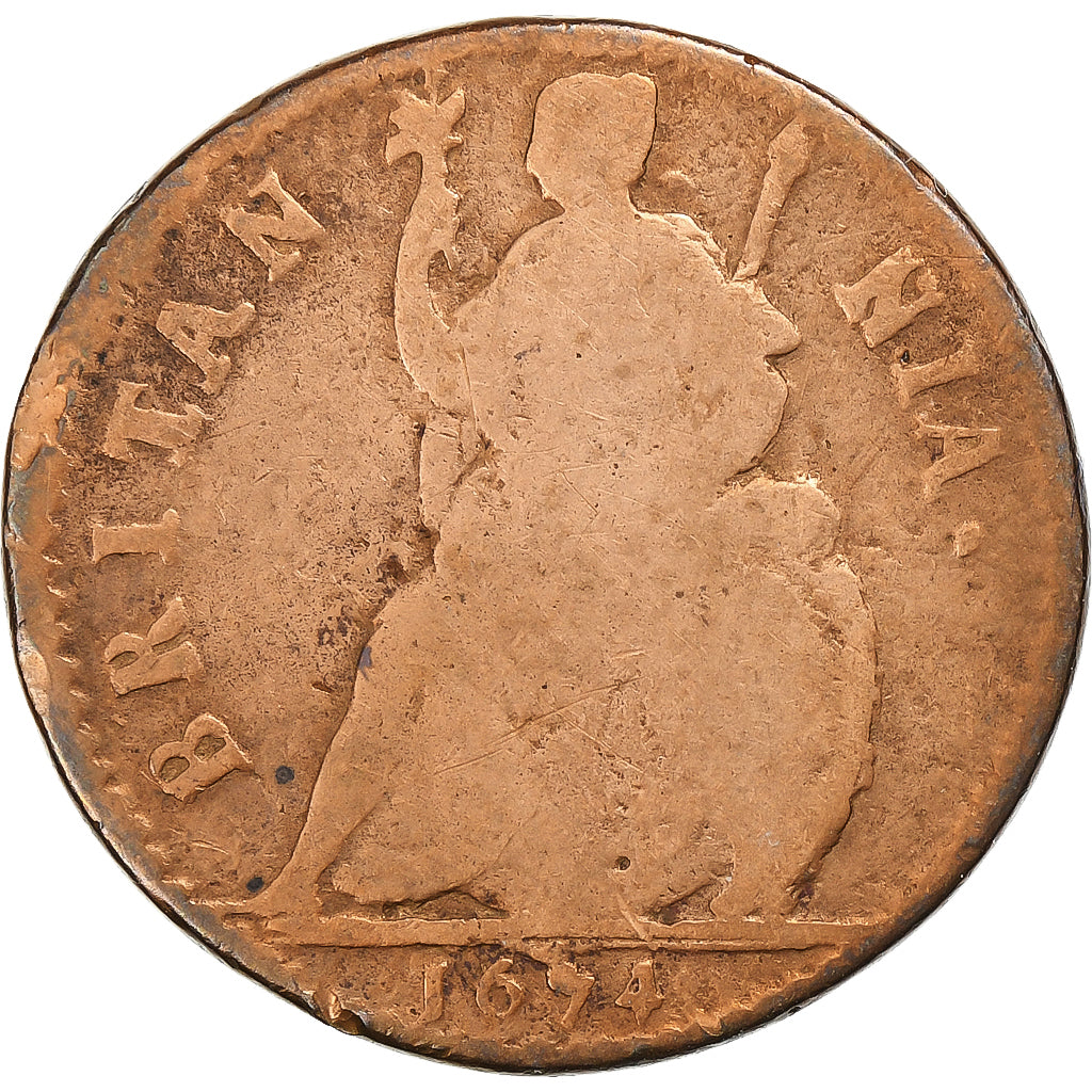 Royaume d'Angleterre, Charles II, Farthing, 1674, Londres, Cuivre, TB