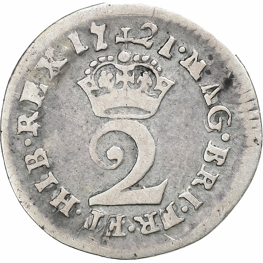 Royaume d'Angleterre, George I, 2 Pence, 1721, Londres, Argent, TB+, Spink:3656