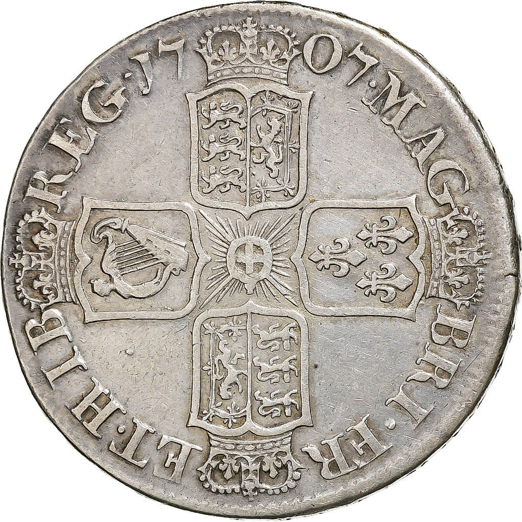 Kingdom of England, Anne, 1/2 Crown, 1707, London, Silber, SS, Spink:3605