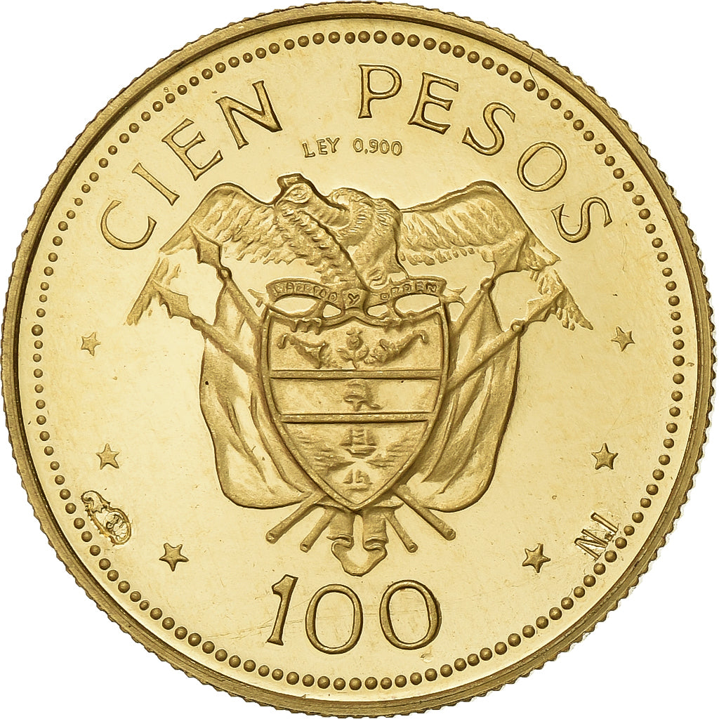 Colombia, 100 Pesos, Int. Eucharistic Congress, 1968, Bogota, Gold, MS(65-70)