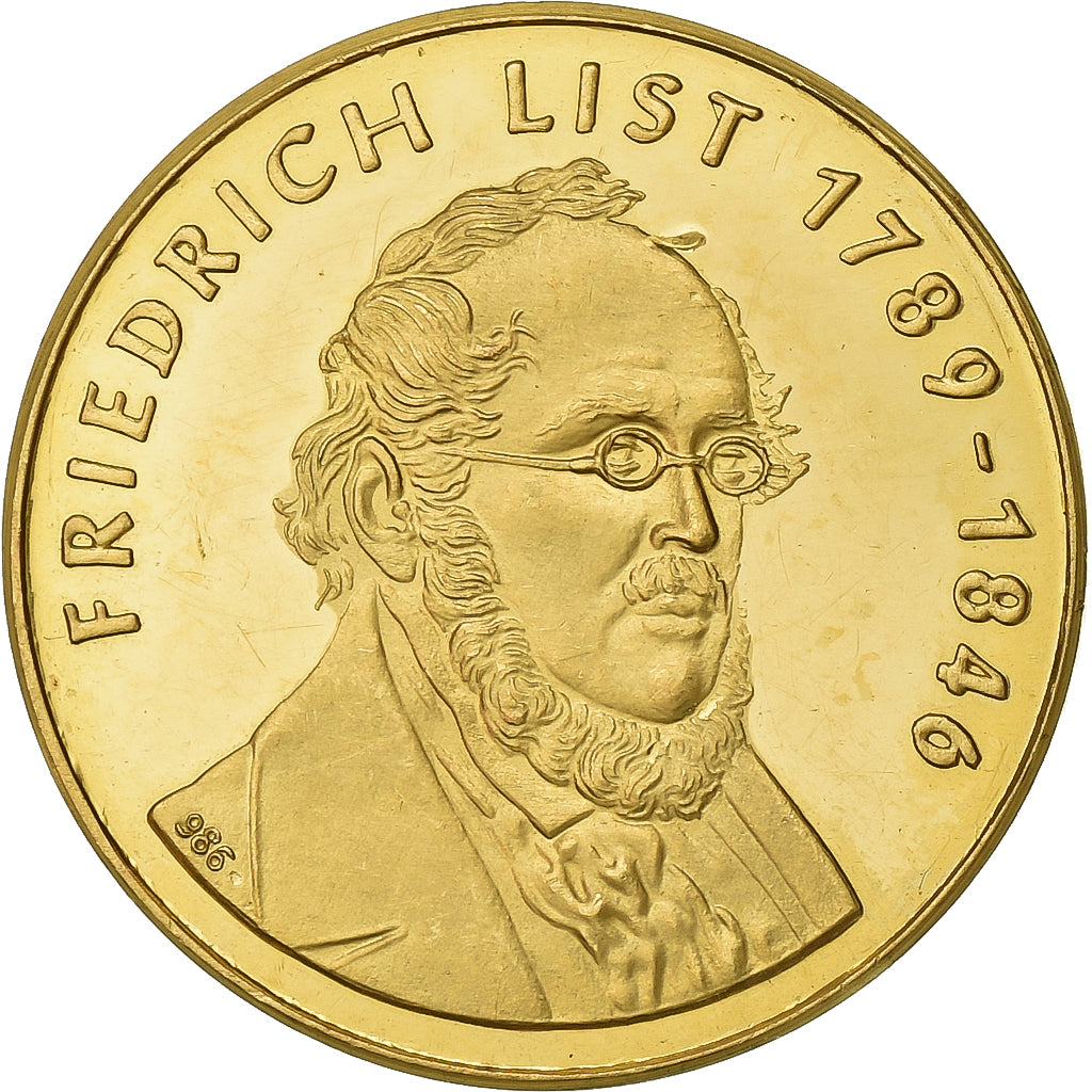 Allemagne, Jeton, Friedrich List, Commemorative Token, Or, SUP+