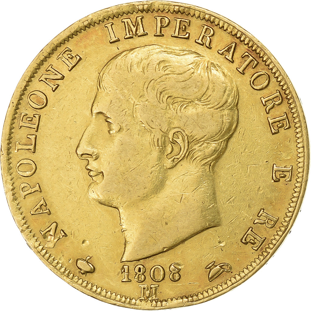 STATI ITALIANI, KINGDOM OF NAPOLEON, Napoleon I, 40 Lire, 1808, Milan, Oro, BB