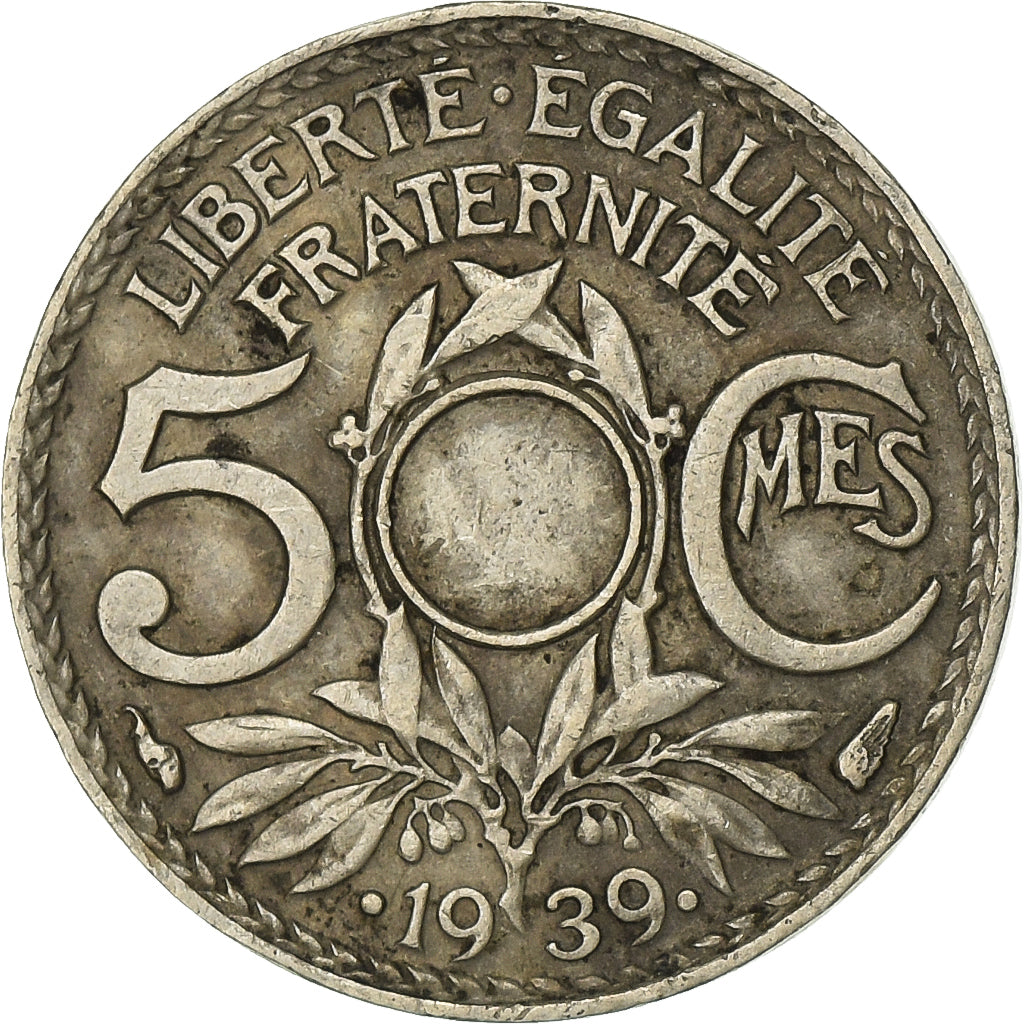 Frankrijk, 5 Centimes, Lindauer, 1939, Paris, Fautée non perforée