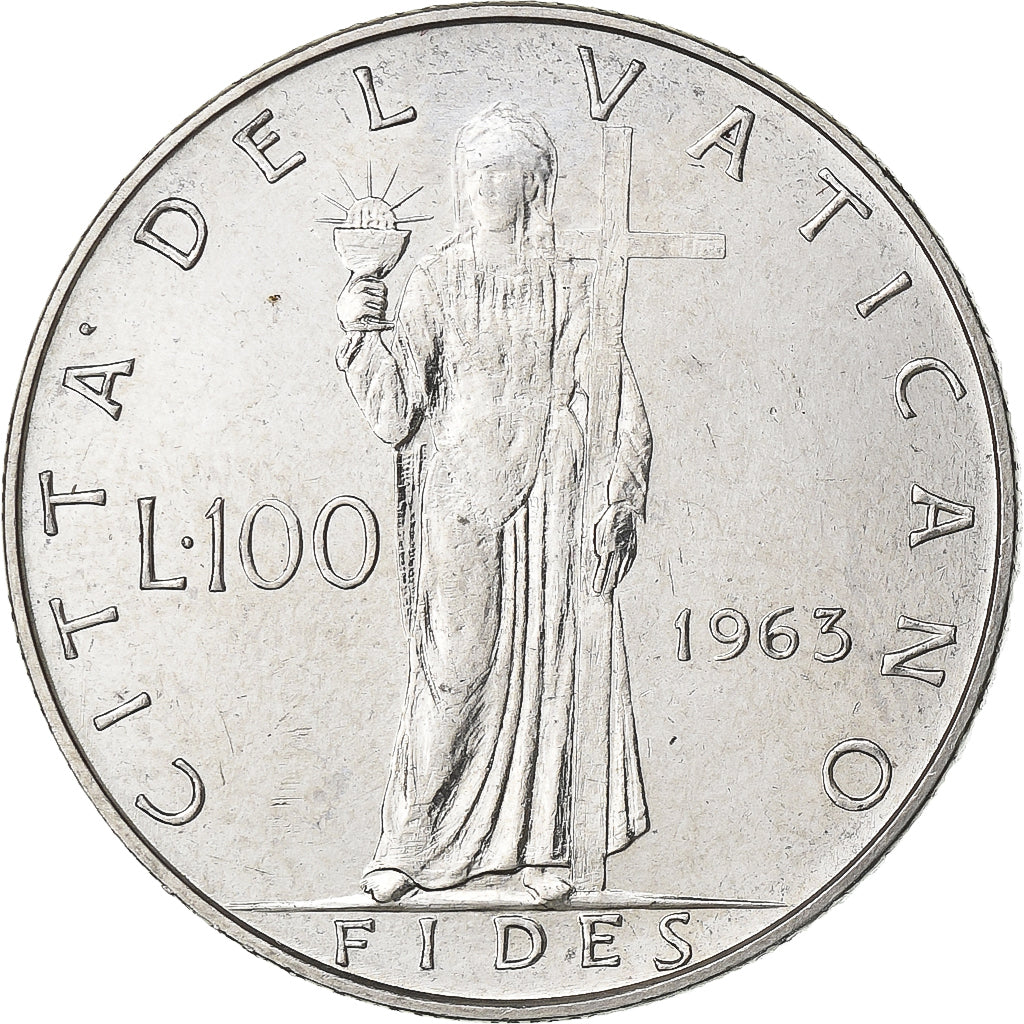 Vatikanstadt, Paul VI, 100 Lire, 1963, Rome, Stainless Steel, STGL