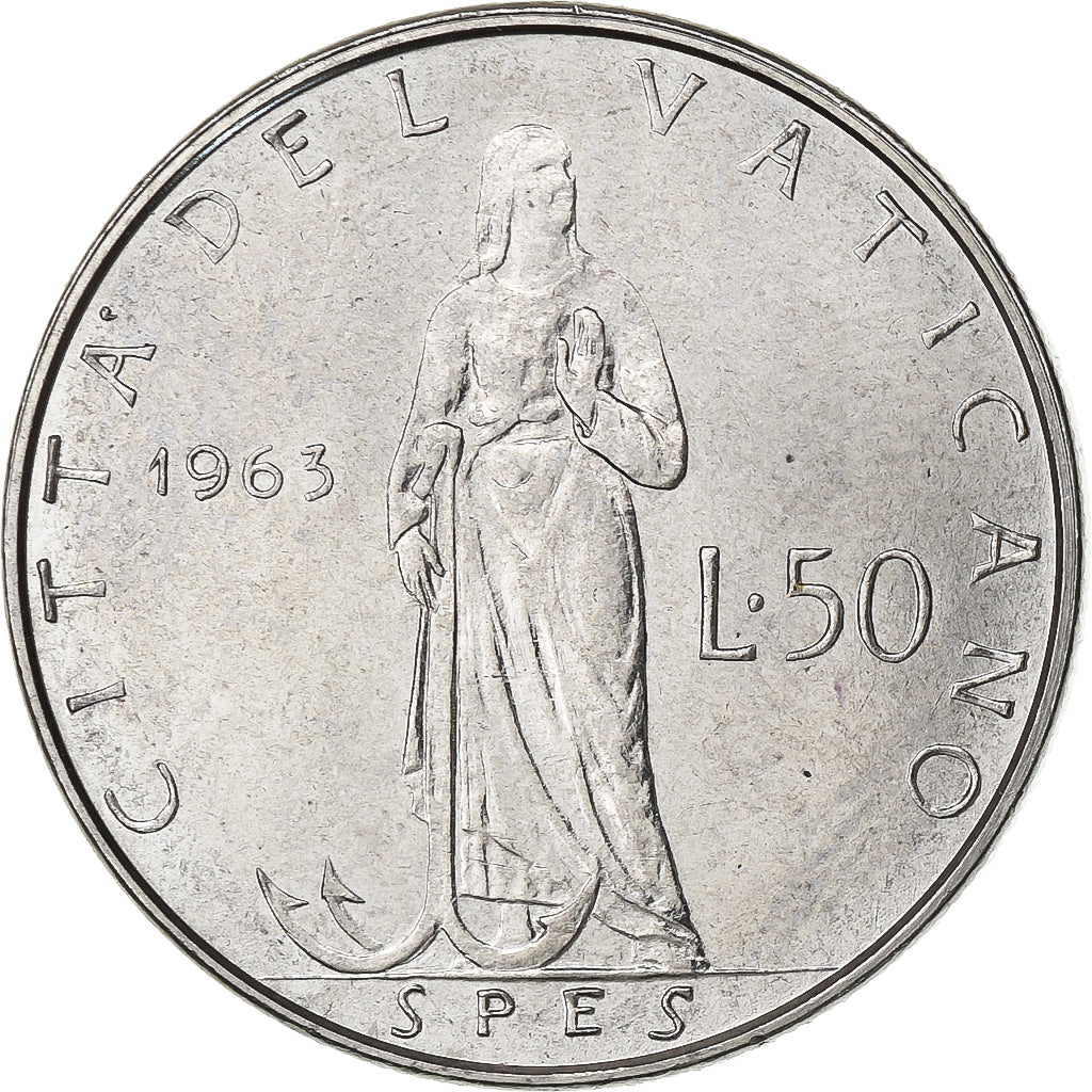 Vatikanstadt, Paul VI, 50 Lire, 1963, Rome, Stainless Steel, STGL