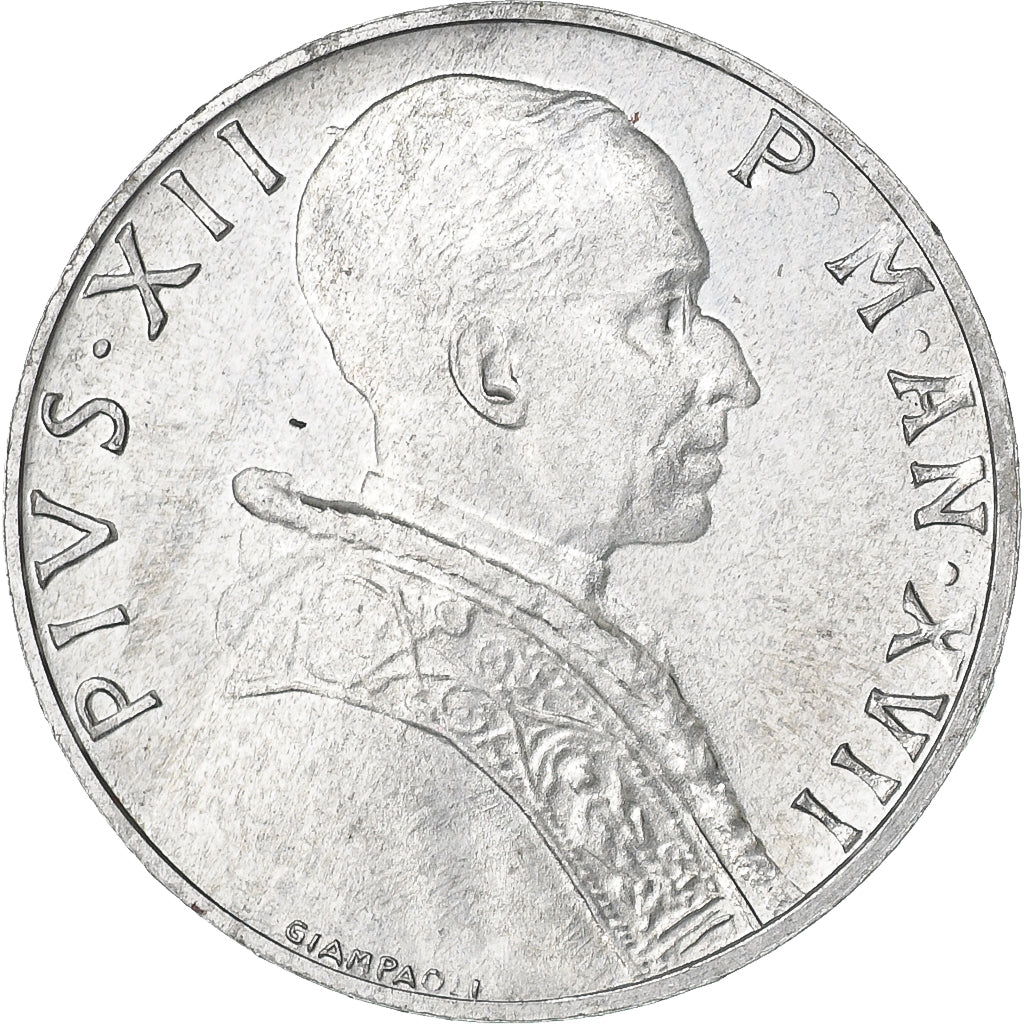 Vatican, Pie XII, 5 Lire, 1955, Rome, Aluminum, MS(65-70)