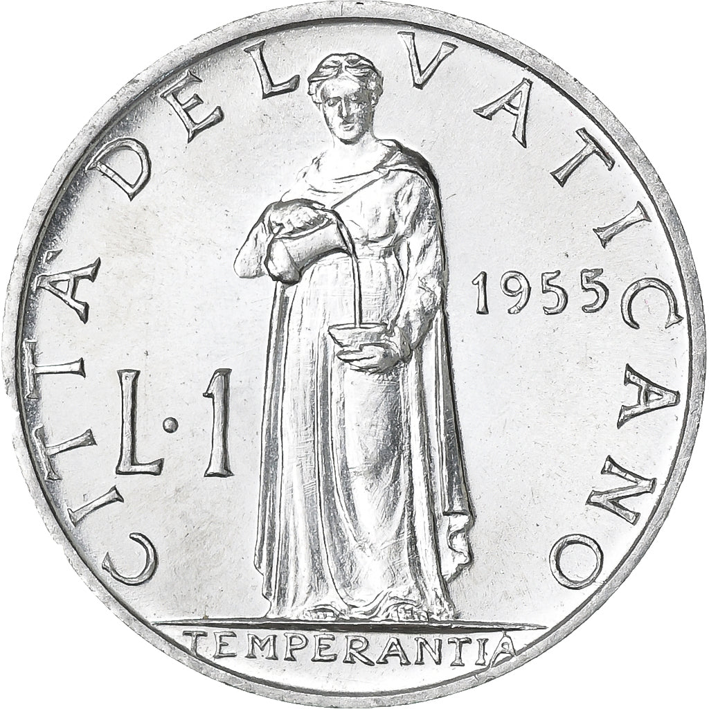 Vatican, Pius XII, 1 Lire, 1955, Rome, Aluminum, MS(65-70)