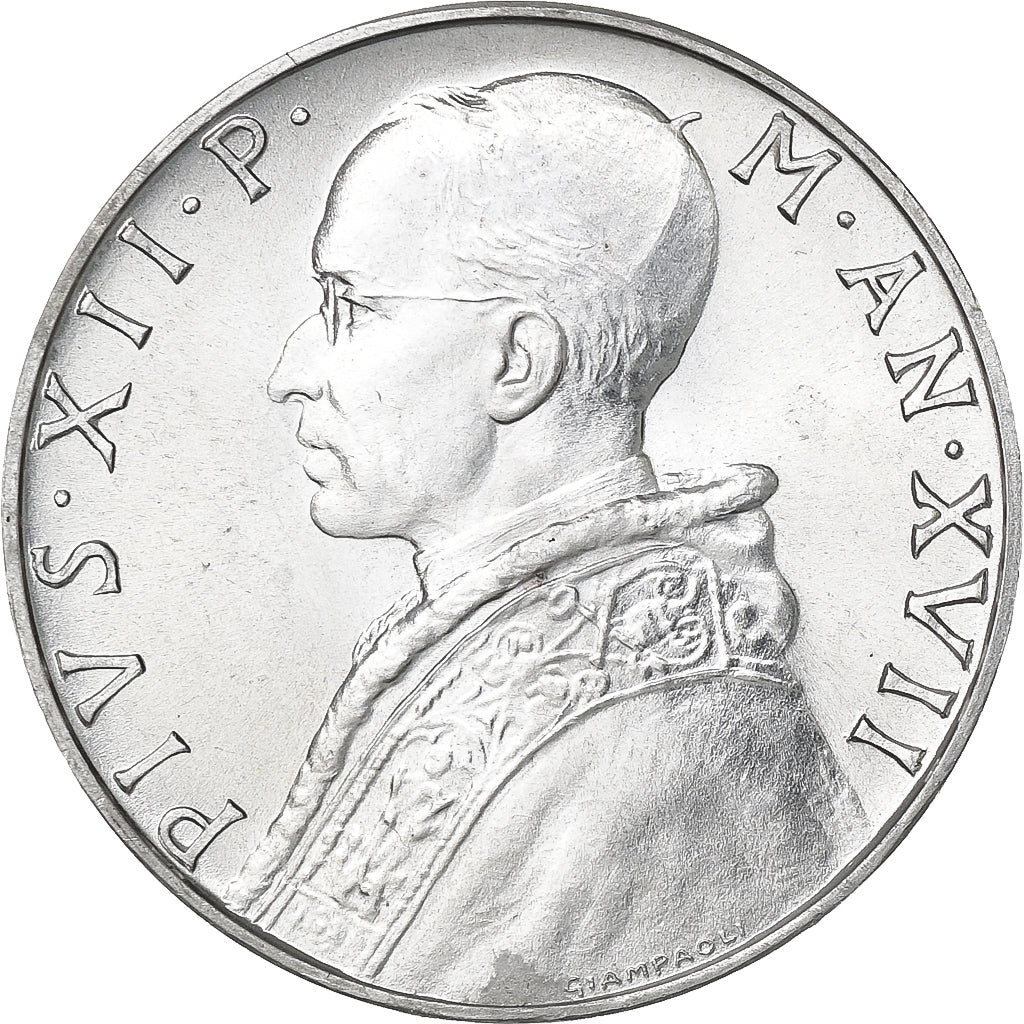 CIDADE DO VATICANO, Pius XII, 10 Lire, 1955, Rome, Alumínio, MS(65-70)