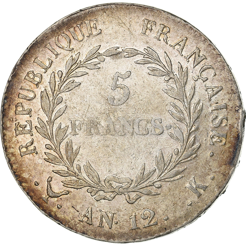 France, 5 Francs, Napoléon I, An 12, Bordeaux, Argent, TB+, Gadoury:577