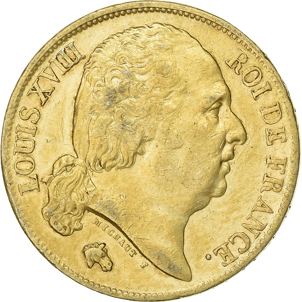 France, Louis XVIII, 20 Francs, Louis XVIII, 1817, Bayonne, Gold, VF(30-35)