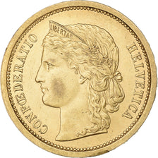 Suiza, 20 Francs, Helvetia, 1886, Bern, Oro, MBC+, KM:31.3