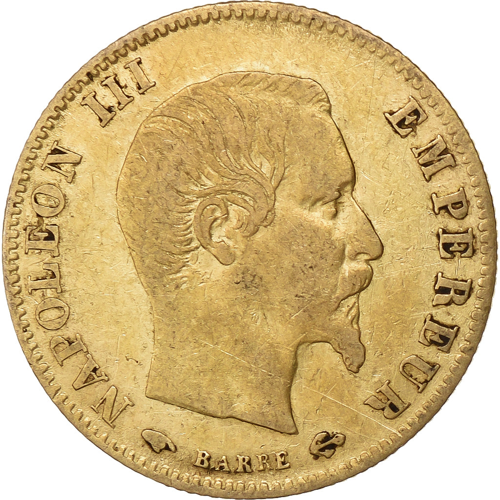 Francia, Napoleon III, 5 Francs, 1860, Paris, Oro, MB+, KM:787.1