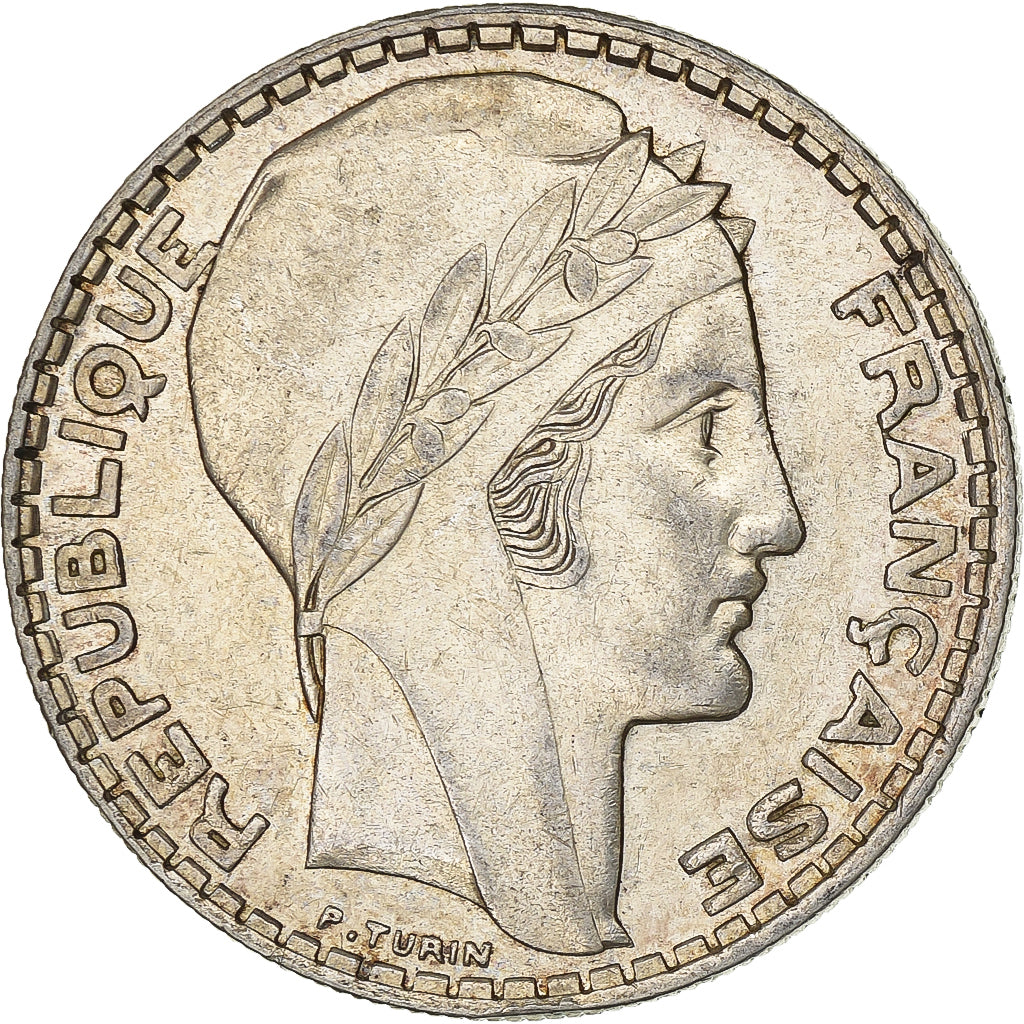 Frankrijk, 20 Francs, Turin, 1933, Paris, Zilver, PR, KM:879