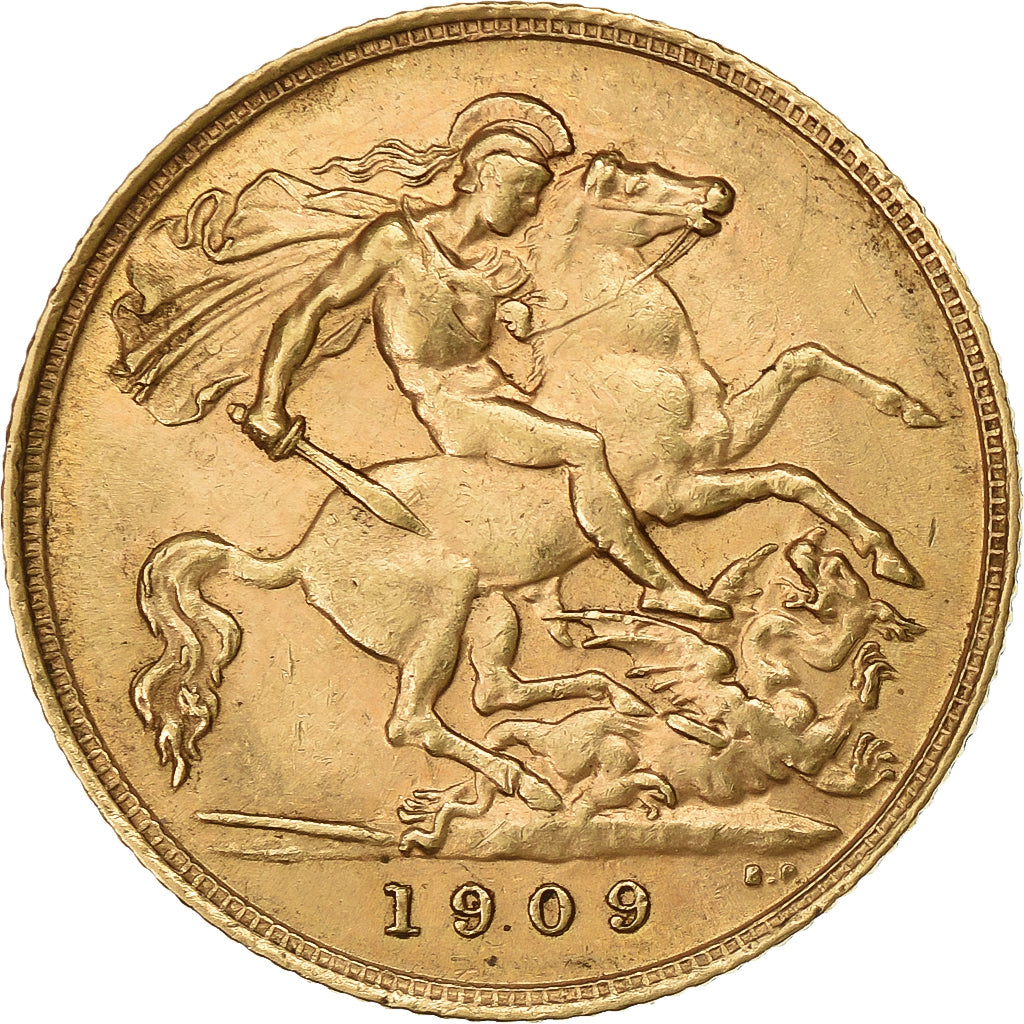 Grande-Bretagne, Edward VII, 1/2 Sovereign, 1909, British Royal Mint, Or, TTB+