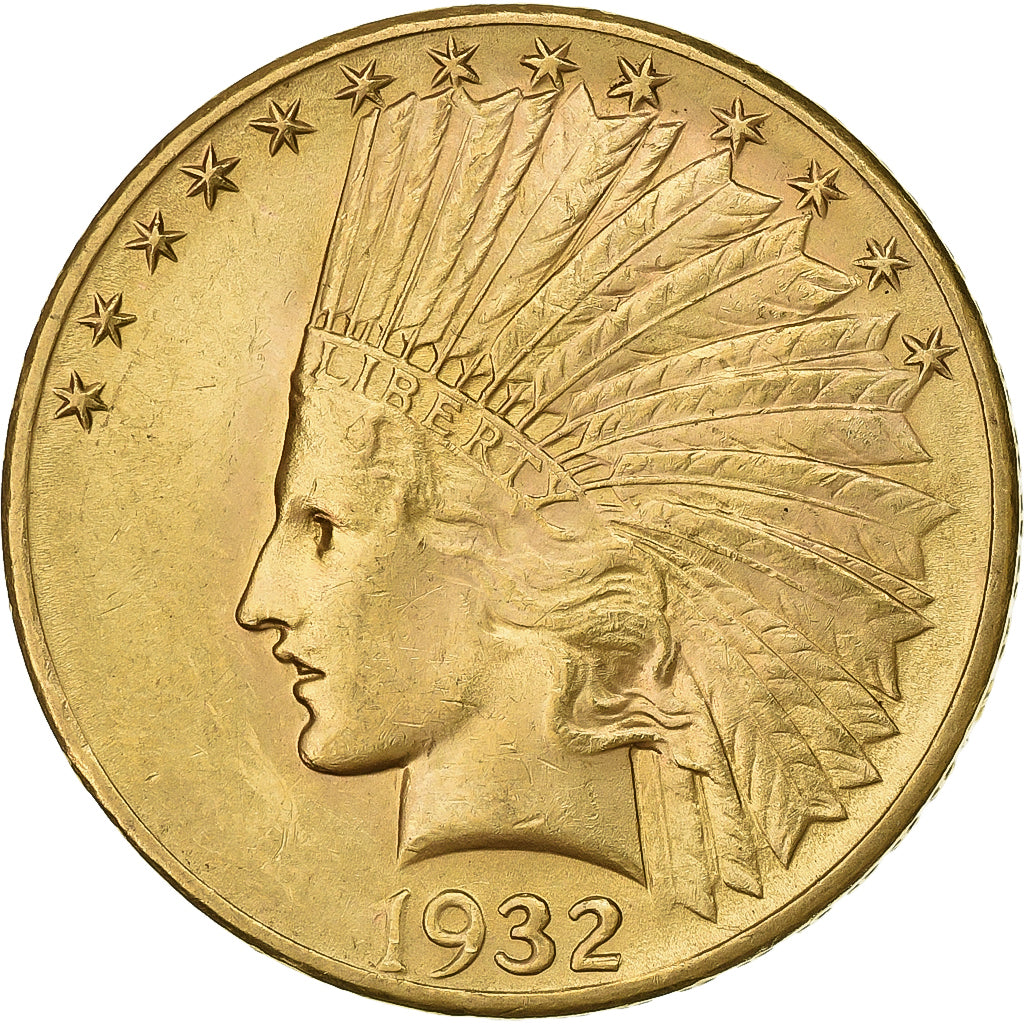 United States, 10 Dollars, Indian Head, 1932, Philadelphia, Gold, AU(50-53)