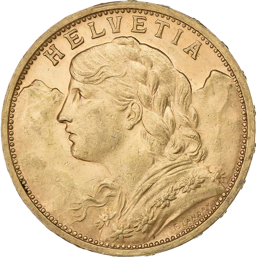 Suiza, 20 Francs, Vreneli, 1902, Bern, Oro, MBC, KM:35.1