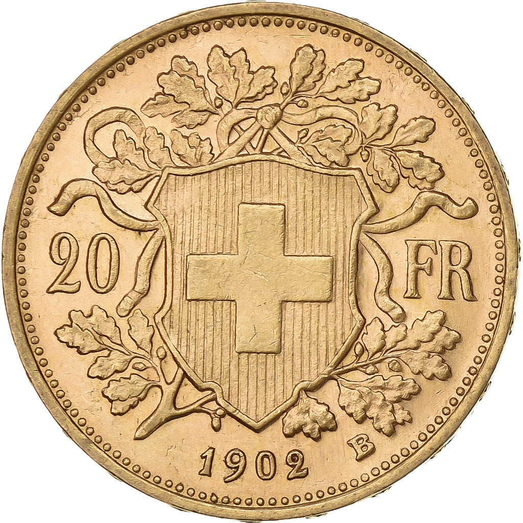 Suiza, 20 Francs, Vreneli, 1902, Bern, Oro, MBC, KM:35.1