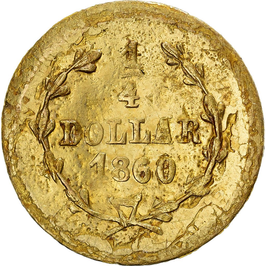 Verenigde Staten, 1/4 Dollar, California Fractional Gold, 1860, Goud, ZF, KM:5.4