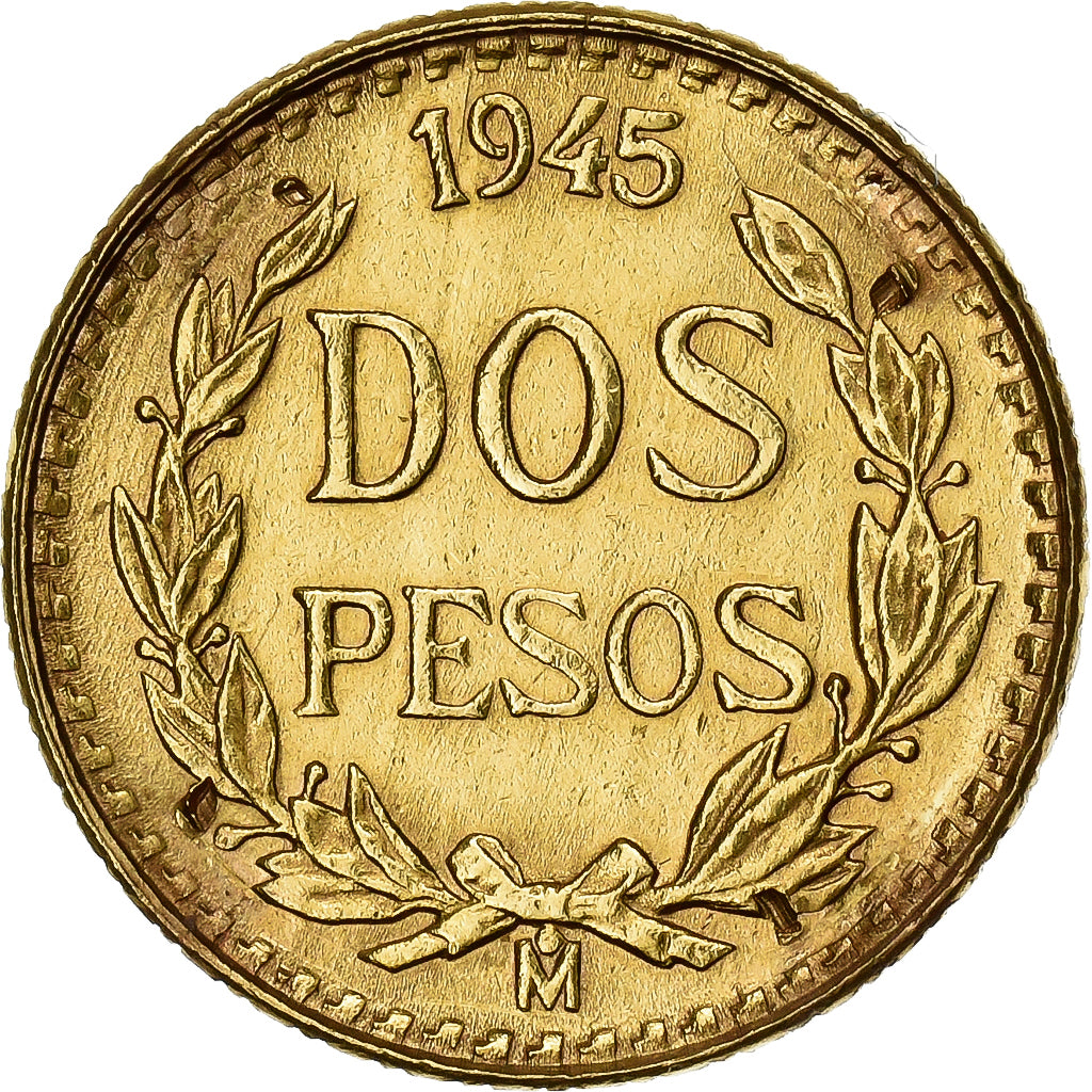Mexico, 2 Pesos, 1945, Mexico, Gold, EF(40-45), KM:461