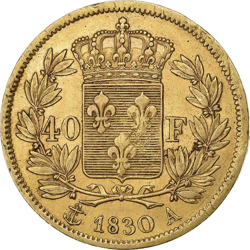 Francia, Charles X, 40 Francs, 1830, Paris, Oro, BB+, Gadoury:1105, KM:721.1