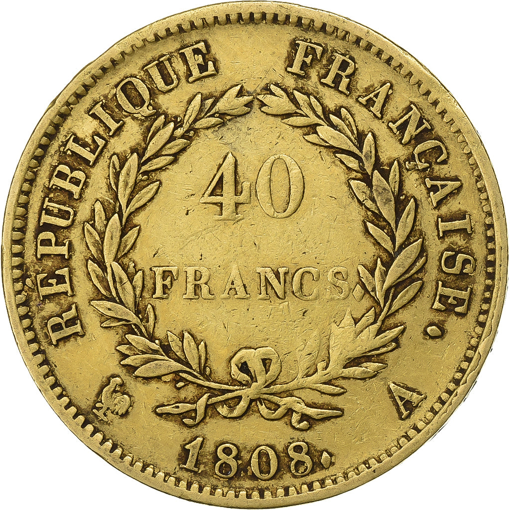 Frankreich, Napoleon I, 40 Francs, 1808, Paris, Gold, S+, Gadoury:1083, KM:688.1