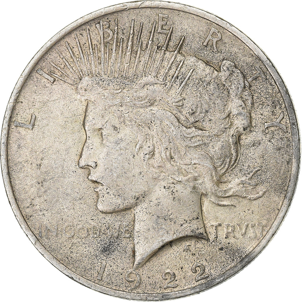 United States, Dollar, Peace, 1922, Philadelphia, Silver, AU(50-53), KM:150