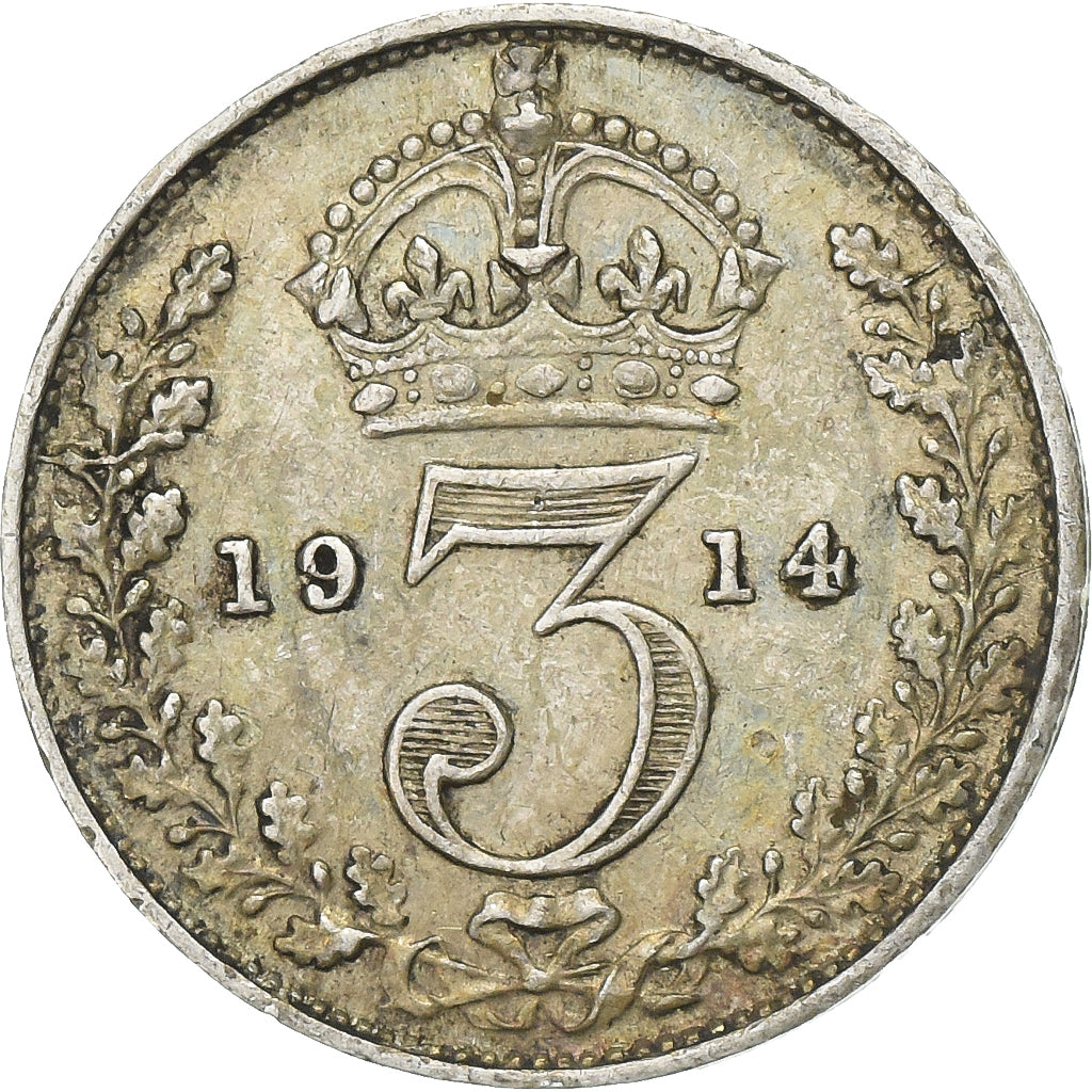 Großbritannien, George V, 3 Pence, 1914, British Royal Mint, Silber, SS, KM:813