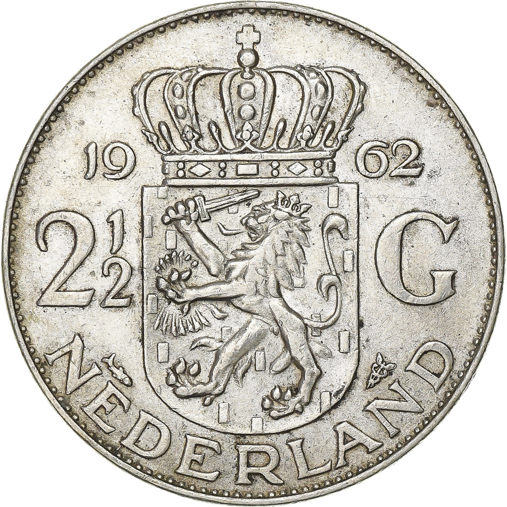 Pays-Bas, Juliana, 2-1/2 Gulden, 1962, Argent, TTB+, KM:185