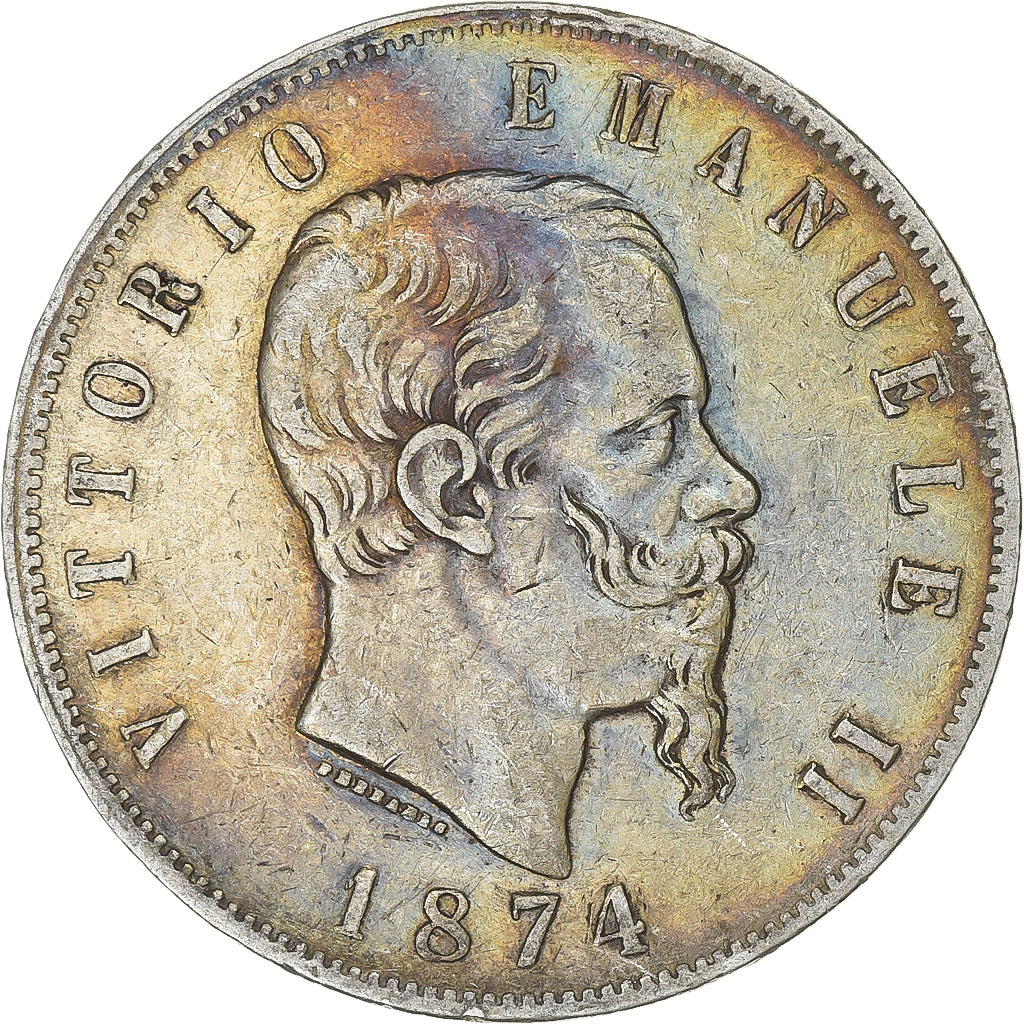 Italy, Vittorio Emanuele II, 5 Lire, 1874, Milan, Silver, EF(40-45), KM:8.3