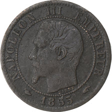 France, Napoleon III, Centime, 1855, Paris, Bronze, VF(20-25), Gadoury:86