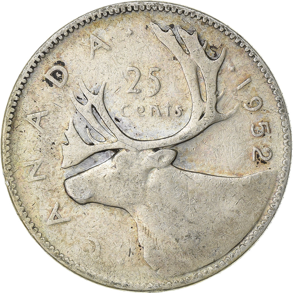 Canada, George VI, 25 Cents, 1952, Royal Canadian Mint, Zilver, FR+