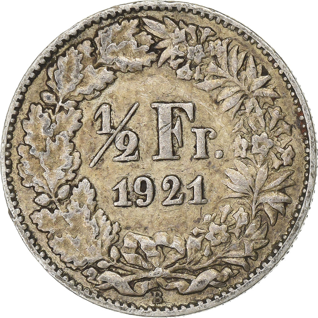 Switzerland, 1/2 Franc, 1921, Bern, Silver, AU(50-53), KM:23