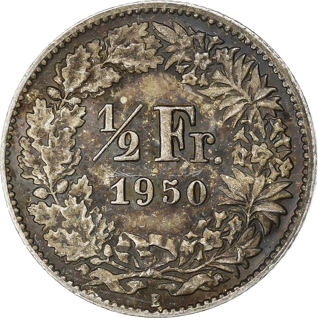 Svizzera, 1/2 Franc, 1950, Bern, Argento, SPL, KM:23