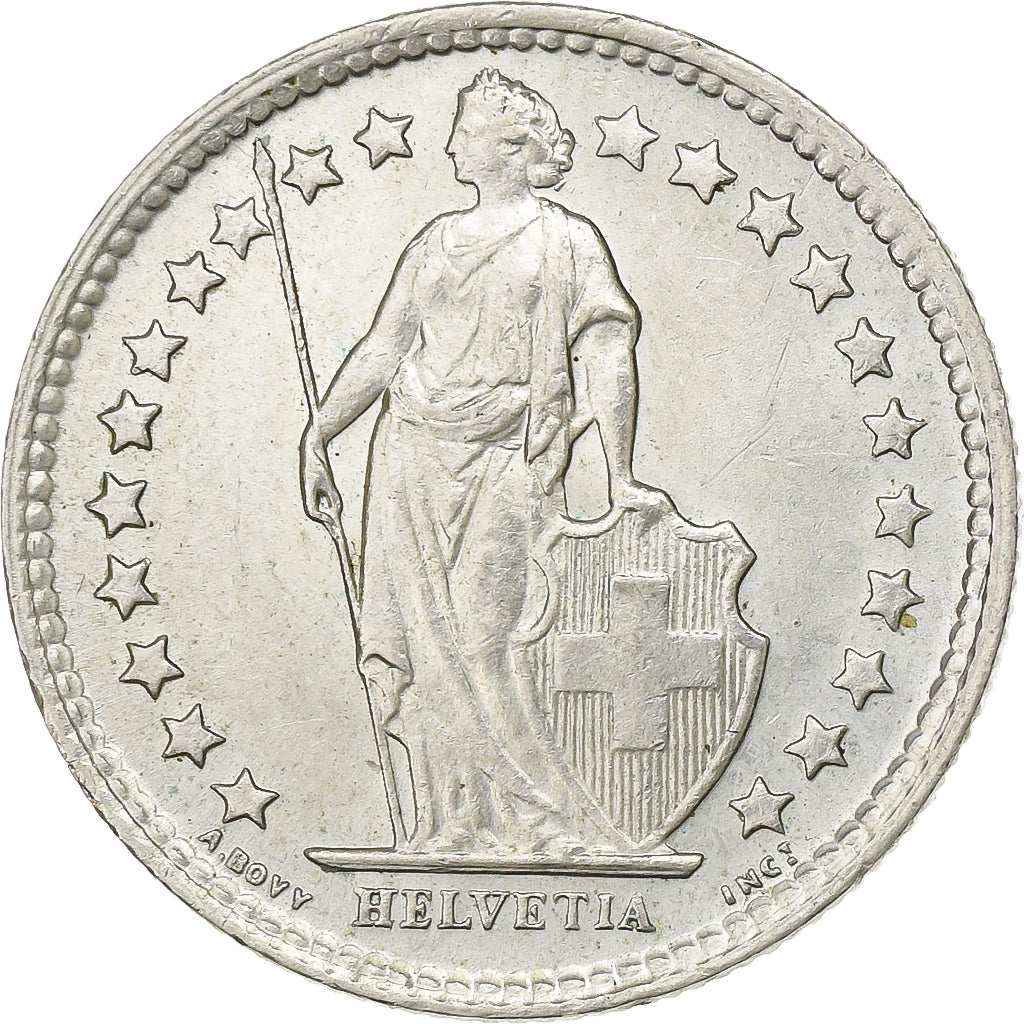 Suiza, 1/2 Franc, 1958, Bern, Plata, MBC+, KM:23