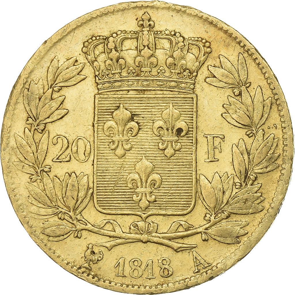 Francia, Louis XVIII, 20 Francs, 1818, Paris, Oro, BB, Gadoury:1028