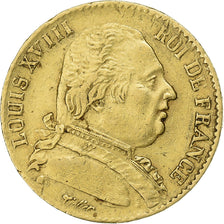 Francia, Louis XVIII, 20 Francs, 1814, Bordeaux, Oro, BB, KM:706.1
