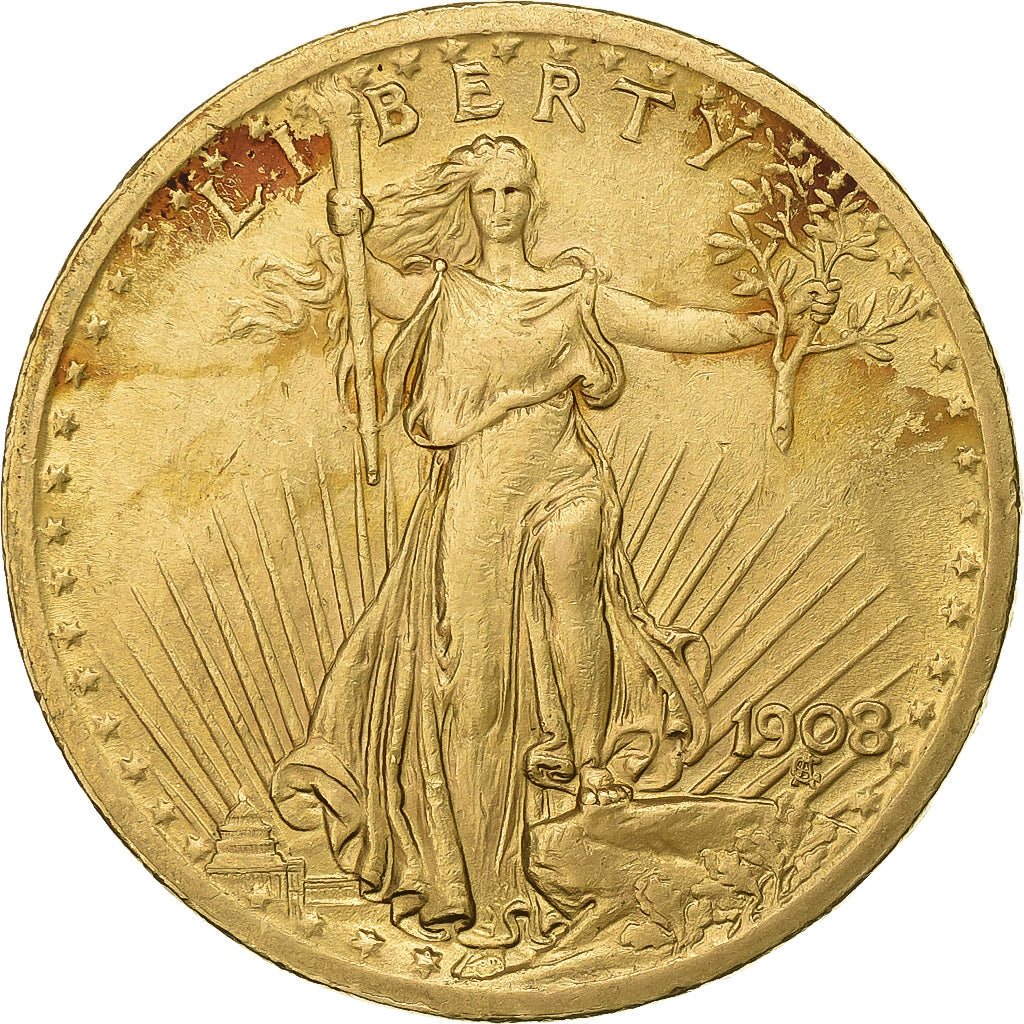 United States, 20 Dollars, Saint-Gaudens - Double Eagle, 1908, Philadelphia, No