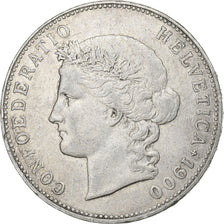 Svizzera, 5 Francs, Helvetia, 1900, Bern, Argento, BB, KM:34