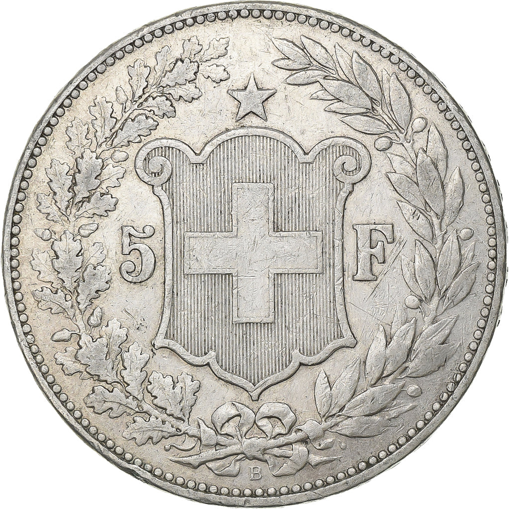 Szwajcaria, 5 Francs, Helvetia, 1900, Bern, Srebro, EF(40-45), KM:34